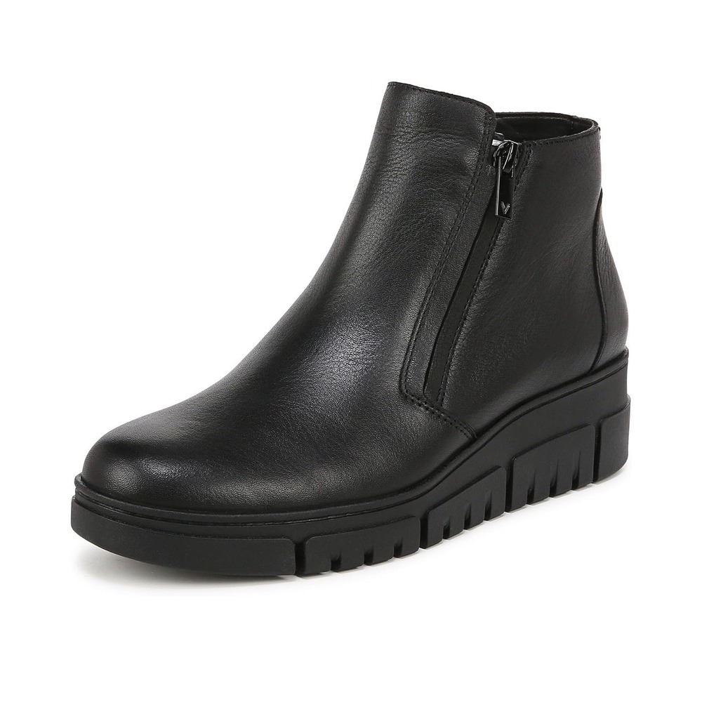 Vionic Uptown Sur Black Leather Weatherproof Ankle Booties Size 8.5 New